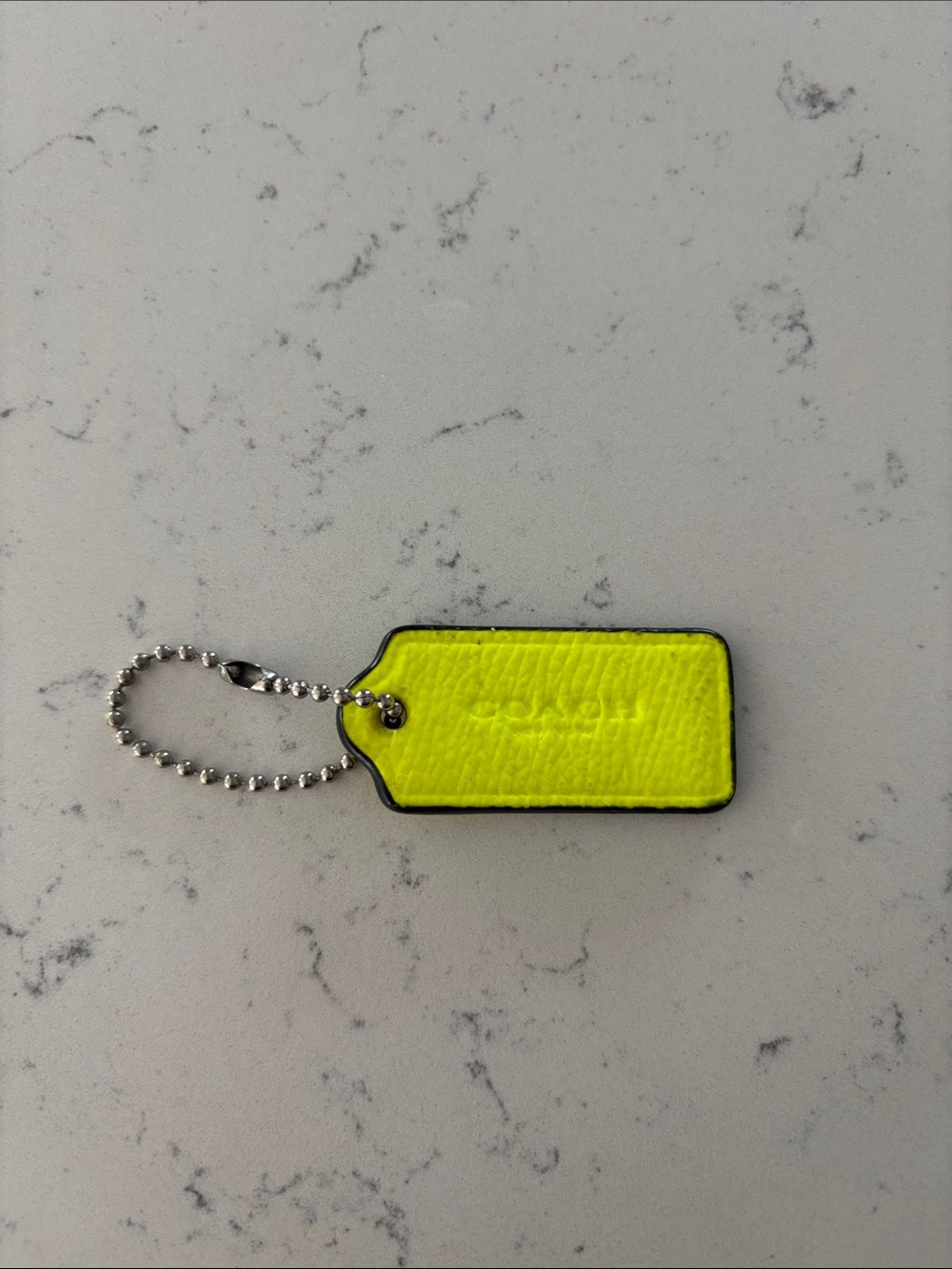 Coach Neon Yellow Leather Hang Tag
